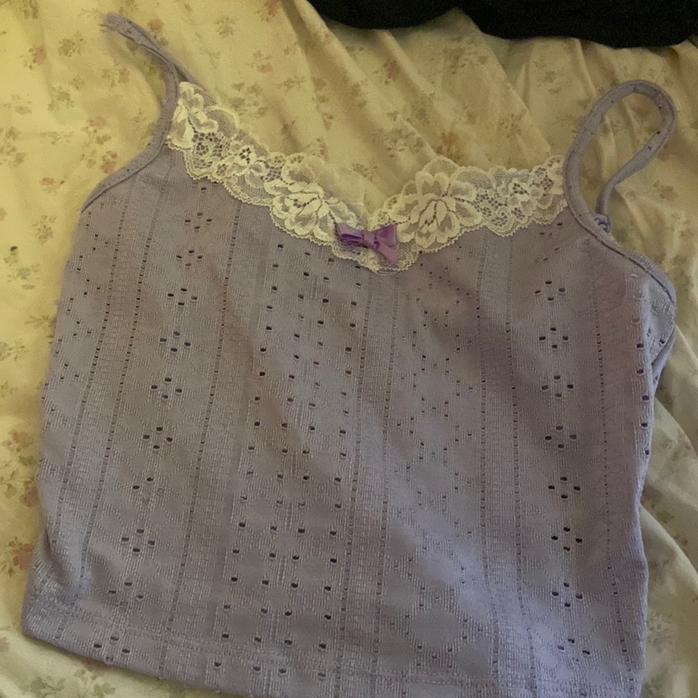purple lacey crop tank